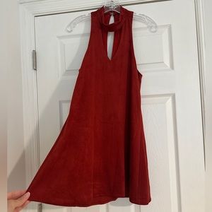 Red suede dress